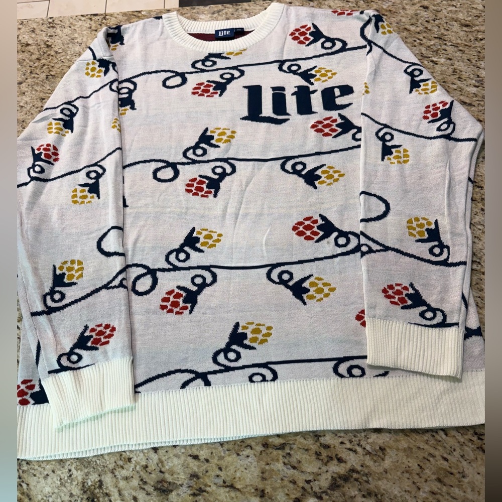 Miller Lite Special Edition Novelty Beer Ugly Christmas Sweater LS XXXL 3XL
